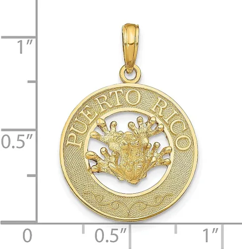 Vista 4 de Collar con dije de rana de Puerto Rico de oro amarillo de 14 quilates para viaje transporte destino joyería fina para mujeres regalos para ella