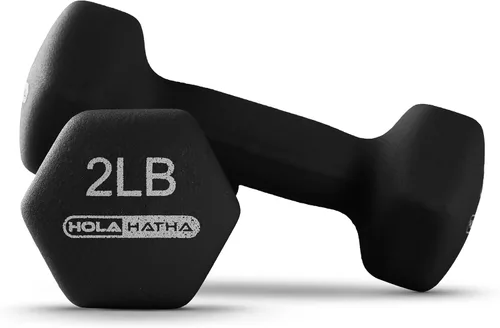 Vista 8 de HolaHatha 1, 2 and 3 lb Neoprene Dumbbell Strength Training Weight Set with Rack