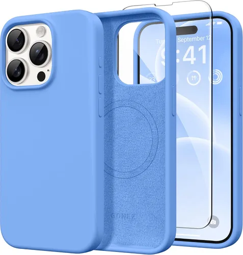 Vista 144 de GONEZ Funda magnética para iPhone 14, compatible con Magsafe, con protector de pantalla + protector de cámara, forro de microfibra antiarañazos