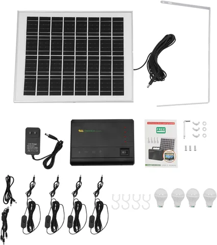 Vista 8 de Inversor de energía solar, kit de generador solar portátil, sistema de respaldo de energía de emergencia, kit de iluminación de panel solar, carga