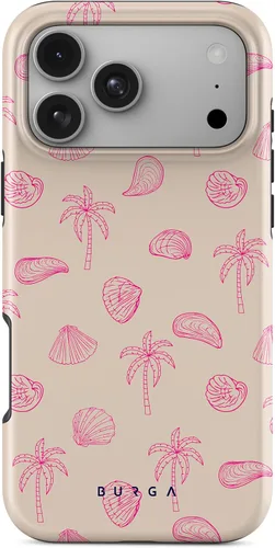 Vista 60 de BURGA - Funda p/teléfono compatible con iPhone 13 Pro, carcasa rígida híbrida de 2 capas + Funda protectora de silicona, almendras latte a lunares