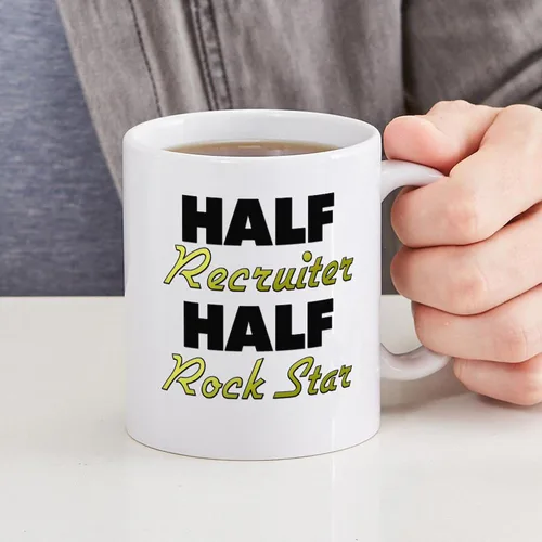Vista 4 de CafePress Half Recruiter Half Rock Star Tazas Taza de café de cerámica de 11 oz (11.0 fl oz)