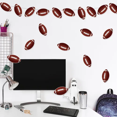 Vista 6 de 50 recortes de papel de fútbol de rugby, recortes temáticos de fiesta de fútbol, decoraciones de tablón de anuncios con 100 puntos de pegamento