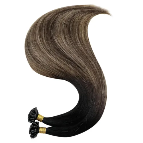 Vista 8 de RUNATURE K Tip - Extensiones de cabello humano real, ombré, pelo corto