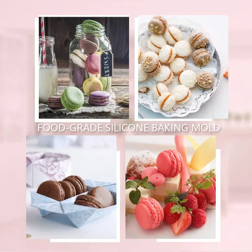 Vista 4 de Meiyouju - Molde de silicona para macarrones de 6 cavidades, molde para hamburguesas para chocolate, glaseado, decoración de pasteles, arcilla