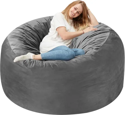 Vista 71 de Homguava - Sillón puff de 3 pies Sillón estilo puff grande de 3 pulgadas con relleno de espuma viscoelástica, sofá suave con funda de terciopelo