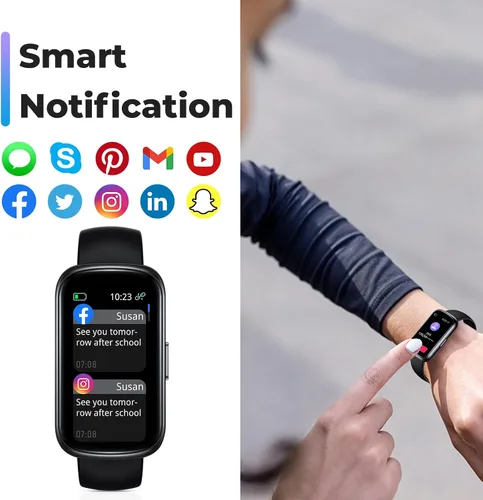 Vista 4 de Reloj inteligente de seguimiento de actividad física, monitor de salud táctil completo de 1.47 pulgadas con frecuencia cardíaca 24/7 y monitor
