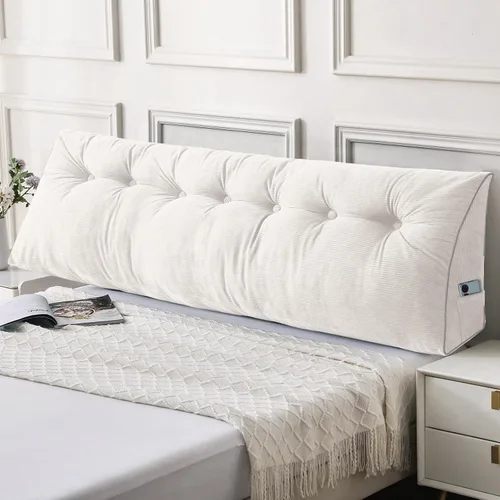 Vista 54 de Sasttie Almohada de Cabecera Queen, Almohada de Cuña de Cabecera para Sentarse en la Cama, Cojín Triangular con Soporte de Respaldo para Leer - Con