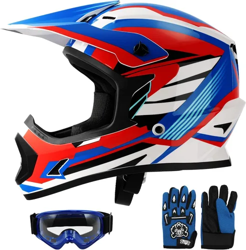 Vista 7 de SLMOTO - Casco DOT para niños y jóvenes de motocross, casco de motocicleta de calle, casco de bicicleta de tierra, motocross, ATV, casco con diseño