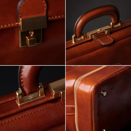Vista 5 de Time Resistance Bolso médico de cuero - Bolso médico italiano hecho a mano - Bolso estilo vintage - Maletín de cuero real