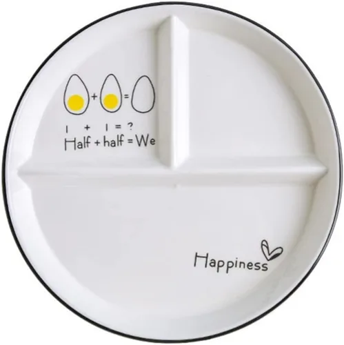 Vista 12 de Platos divididos de porcelana para niños, placas redondas de control de porciones para pérdida de peso para adultos, platos llanos con compartimento