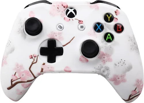 Vista 2 de RALAN Cherry Blossoms Skin para el controlador Xbox One, funda de silicona Sakura, protector de piel compatible con el controlador Xbox Ones