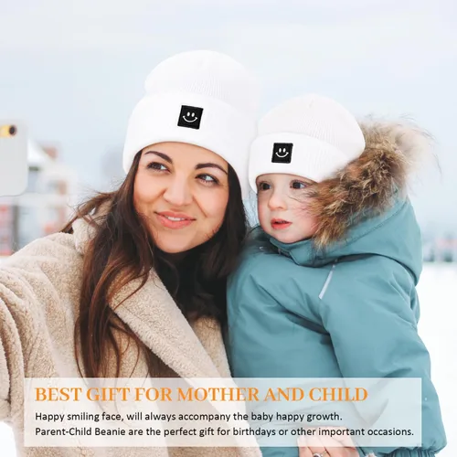 Vista 3 de Gorro para padres e hijos, para madre y bebé, hijahijo, gorro de punto cálido para niñas y niños