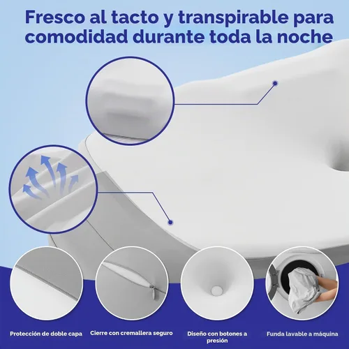 Vista 6 de Almohada cervical cervical para dormir, almohada ergonómica para dormir de lado, almohadas de espuma viscoelástica para aliviar el dolor de cuello