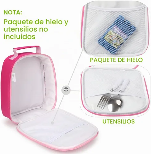 Vista 4 de yodo Bolsa de almuerzo aislada para niños con etiqueta de nombre, búho