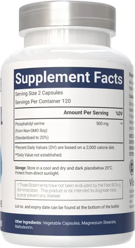 Vista 2 de Fosfatidilserina, 500 mg, 240 cápsulas vegetarianas 100% vegetarianas, sin OMG y sin gluten