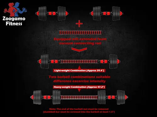 Vista 3 de Juego de mancuernas ajustables de 44 libras, mancuernas de peso libre con barra de conexión utilizada como barra, para hombres y mujeres, gimnasio