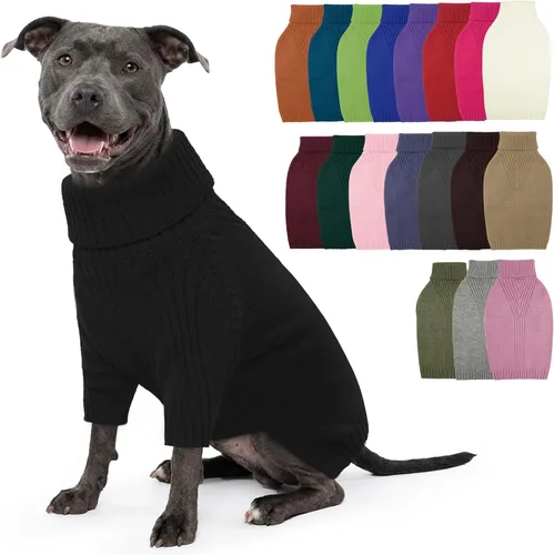 Vista 101 de IECOii Suéter de perro salchicha de cuello alto para perros pequeños, medianos y hembras, elástico y transpirable, abrigo de punto cálido, para Negro