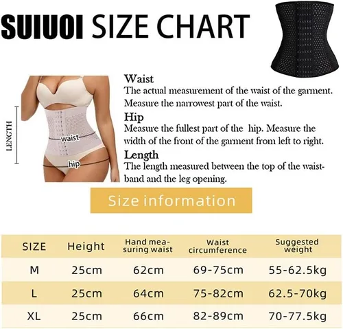 Vista 2 de 2 unidades de entrenamiento de cintura, 3 ganchos, 4 huesos de acero, corsé moldeador de cuerpo, faja de control de abdomen con varillas de acero