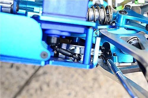 Vista 2 de GPM Para Traxxas 1/16 Mini E-Revo, Mini Slash, Mini Summit Piezas de actualización Asamblea de dirección de aluminio - Juego de 3 piezas, azul