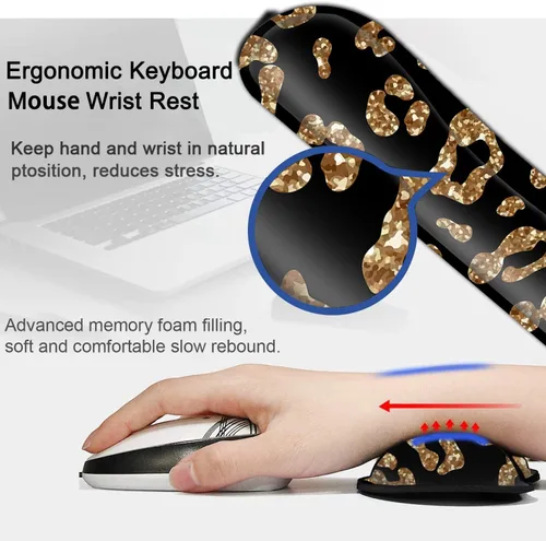 Vista 4 de Alfombrilla de mouse para juegos con reposamuñecas, reposamuñecas ergonómico de espuma viscoelástica para computadora, hogar, oficina, trabajo