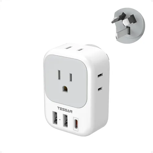 Vista 13 de TESSAN - Adaptador de enchufe de EE. UU. a Japón PD 20W, adaptador de 2 clavijas a 3 clavijas