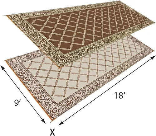Vista 2 de Estera reversible Reversible Mats 119127, color marrón/beige de 9 x12 pies, Beige