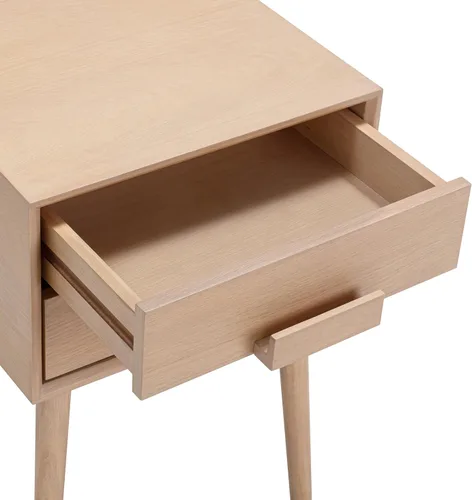 Vista 4 de Nathan James Harper - Mesita de noche moderna de mediados de siglo con 2 cajones, mesa de noche de madera maciza en roble crudo
