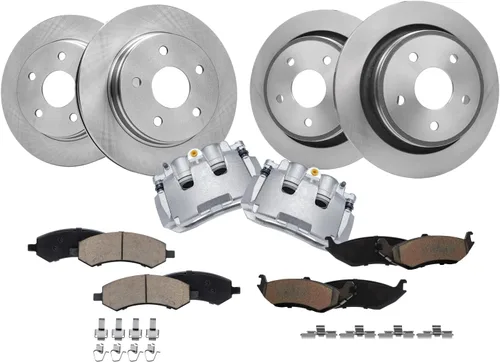 Vista 47 de Detroit Axle - Kit de frenos para Land Rover LR3 2005-2009, Rotores de freno deportivos Range Rover 2006-2009 y pastillas de freno de cerámica 2007