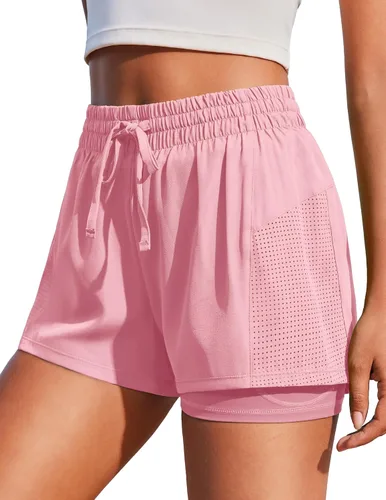 Vista 15 de PINSPARK - Pantalones cortos de cintura alta para mujer, de secado rápido, con bolsillo, para el gimnasio Negro