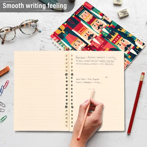 Vista 5 de Haskirky A5 Cute Nutcracker Soldiers Spiral Notebook,Removable 80 GSM Thick Paper Hardcover Notebooks 60 Pages / 30 Sheets,for Note Taking Office