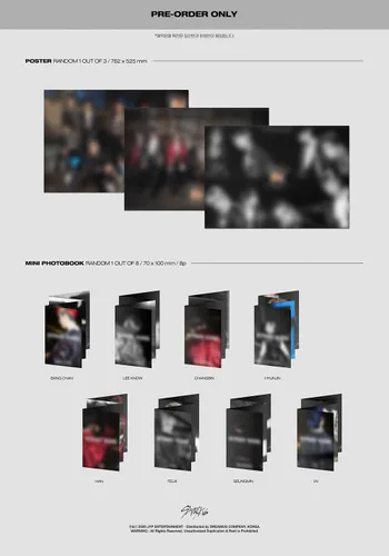 Vista 4 de JYP ent Stray Kids - Edición Estándar (Vol.1 Repackage) Álbum+Beneficio de Pre-Pedido+Póster Plegado+Juego de Tarjetas de Fotos Extra (A+B ver. Set)