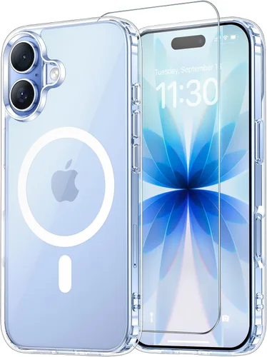 Vista 9 de Funda transparente para iPhone 11 con protector de pantalla, compatible con Magsafe, antiamarilleo, protección de grado militar, a prueba de golpes