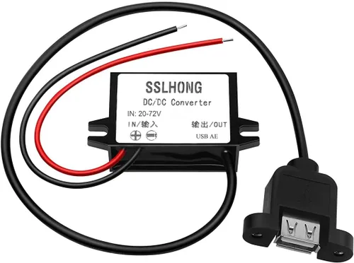 Vista 6 de Convertidor de salida USB DC 20-72V a 5V Módulo reductor de transformador impermeable Módulo reductor (USB doble A)