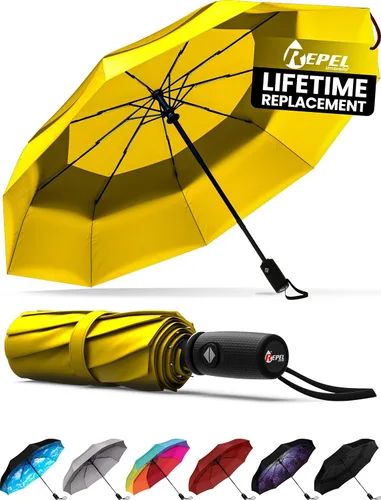 Vista 80 de REPEL Windproof Travel Umbrella - Compact & Withstands Winds up to 85MPH , Strongest Premium Auto Folding Umbrella for Rain and Sun - Durable, Light
