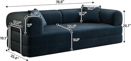 Vista 3 de Sofá modular de 78.8 pulgadas, sofá cama convertible con respaldo de almohada, sofá cama de nube sin hueso, futón en forma de L para sala de estar