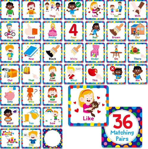 Vista 18 de Hebayy 36 pares de tarjetas flash de dibujos animados a juego de animales borrables (72 unidades, cada una mide 2 x 2 pulgadas)