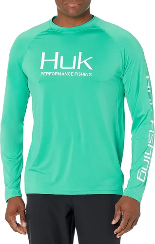 Vista 67 de Huk Pursuit Vented LS para hombre Refracción Fish Fade - San Sal/Wahoo
