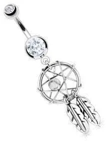 Vista 4 de Body Accentz Atrapasueños para ombligo con diseño de estrellas tejidas y plumas para ombligo