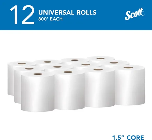 Vista 2 de Scott® Essential - Toallas en rollo duro universales (01040), con Absorbency Pockets™, núcleo de 1.5", blanco