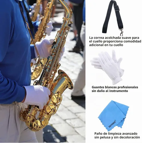 Vista 5 de SKYNEO - Kit de limpieza para saxofón, kit de limpieza para clarinete con kit de mantenimiento, grasa de corcho, hisopo, correa, paño de limpieza