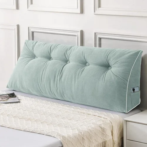 Vista 12 de Sasttie Almohada de Cabecera Queen, Almohada de Cuña de Cabecera para Sentarse en la Cama, Cojín Triangular con Soporte de Respaldo para Leer - Con