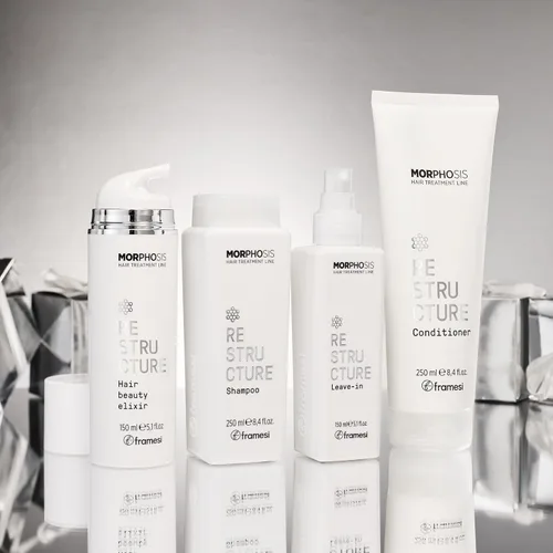 Vista 6 de FRAMESI Morphosis Restructure Hair Beauty Elixir de 5.1 onzas líquidas, mascarilla sin peso de 5 minutos, acondicionador reparador, ingredientes