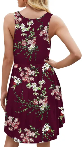 Vista 6 de HiMONE Womens Sleeveless Loose Plain Dresses Casual Short Dress with Pocket
