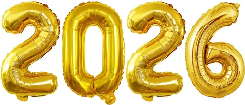 Vista 23 de GOER Globos de papel de aluminio 2026 para fiesta de Año Nuevo, suministros de fiesta, decoraciones de graduación (negro, 16 pulgadas)