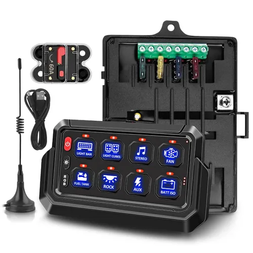 Vista 11 de Chelhead Panel de interruptor Bluetooth de 6 bandas, panel de interruptor de barco con disyuntor IP 65, impermeable, estroboscópico de flash