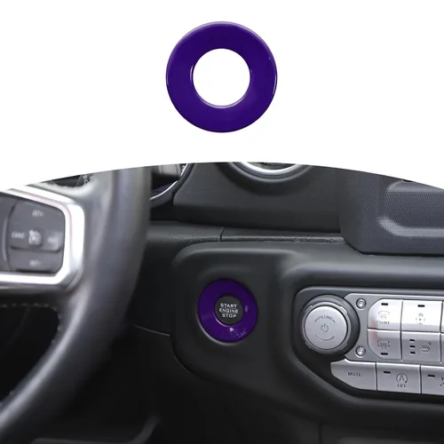 Vista 13 de RT-TCZ para Jeep JL Anillo de Cubierta de Botón de Arranque/Parada para Jeep Wrangler JL JLU Gladiator JT 2018-2024 Accesorios de Interior Azul Bebé