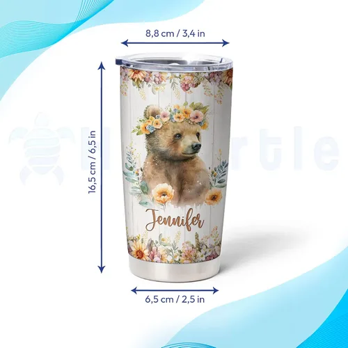 Vista 5 de Hyturtle Regalos personalizados para los amantes de los osos – Just A Girl Who Loves Bears - Vaso de acero inoxidable con nombre personalizado de 20