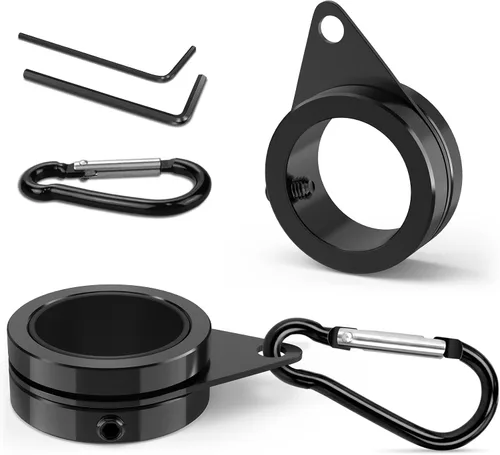 Vista 12 de Paquete de 2 anillos de poste de bandera de aleación de aluminio, anillos de montaje de bandera giratorios de 360 grados, kit de poste de bandera