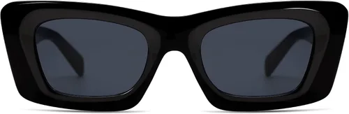 Vista 2 de HERJOUR Gafas de sol rectangulares de moda para mujeres y hombres, estilo retro de los años 90, montura gruesa, color nude, gafas de sol gruesas